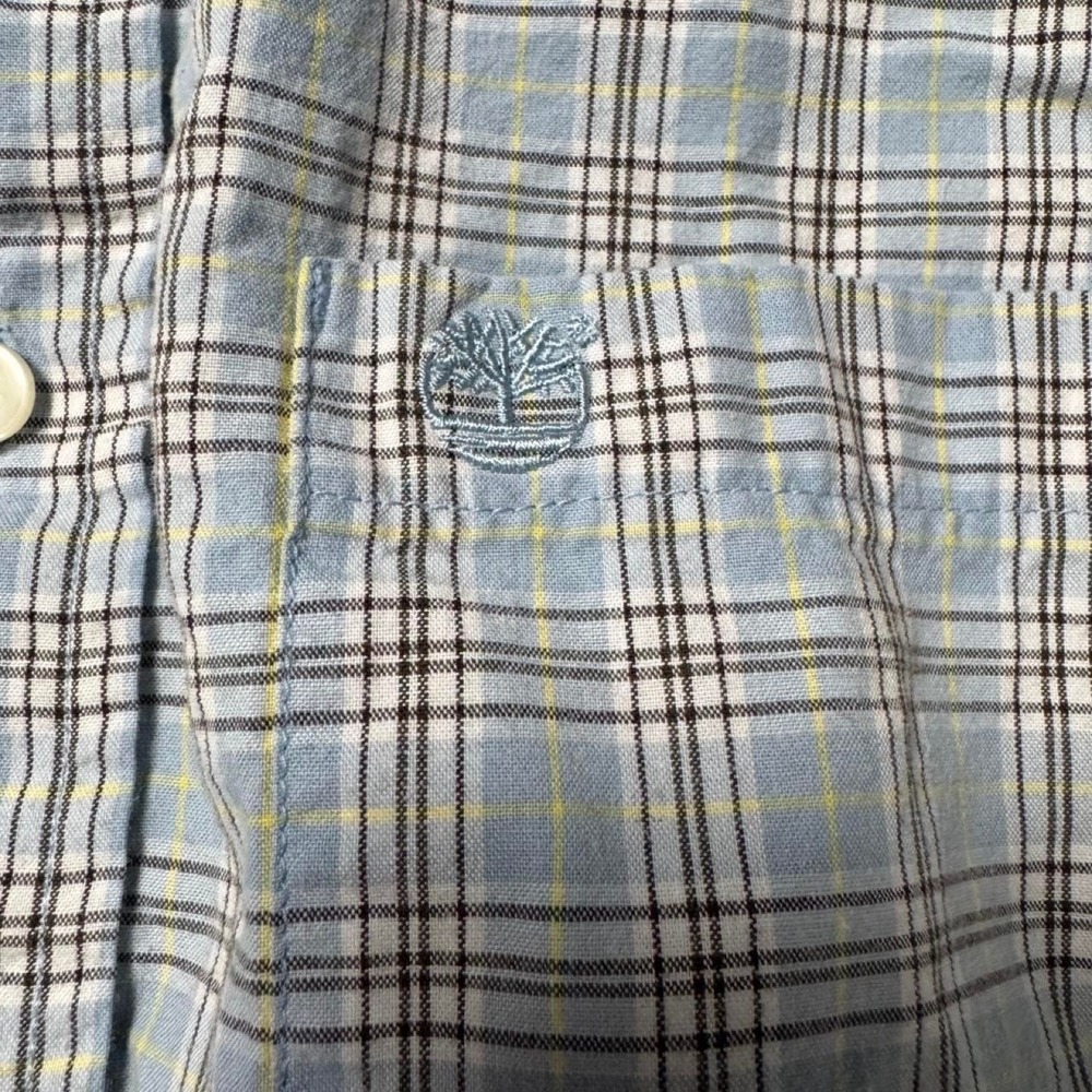 Timberland Blue and Yellow Plaid Button Up Shirt, Size Medium - Picture 3 of 6